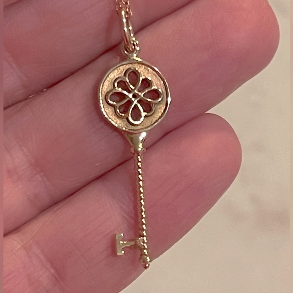 Tiffany & Co. Rose Gold Knots key.  Pendant chain is 18” long Key is 1.5” long.